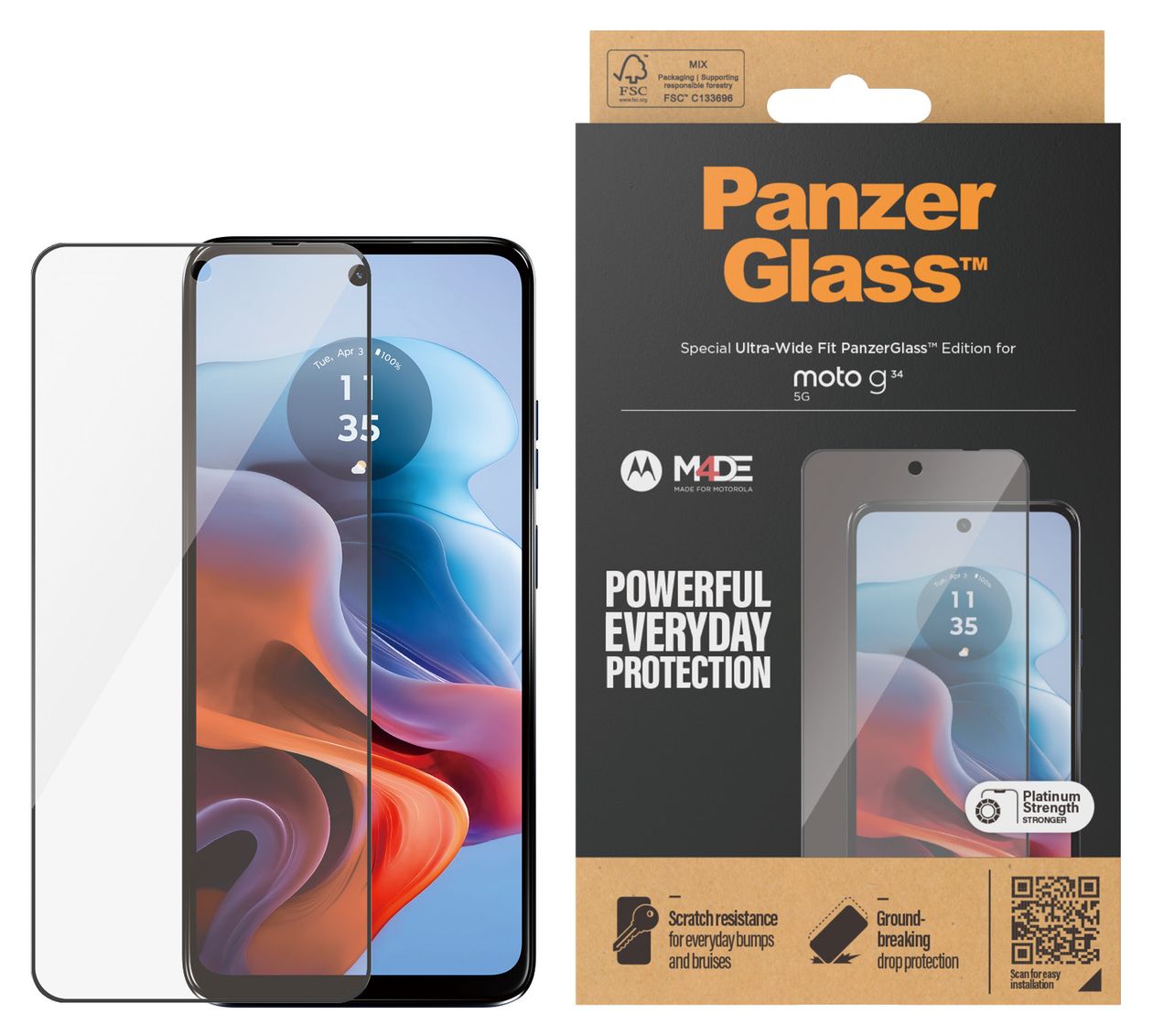 6584 Klare Bildschirmschutzfolie Gehärtetes Glas, Polyethylenterephthalat, Silikon für  Motorola Motorola - Moto G34 5G Kratzresistent, Schockresistent 