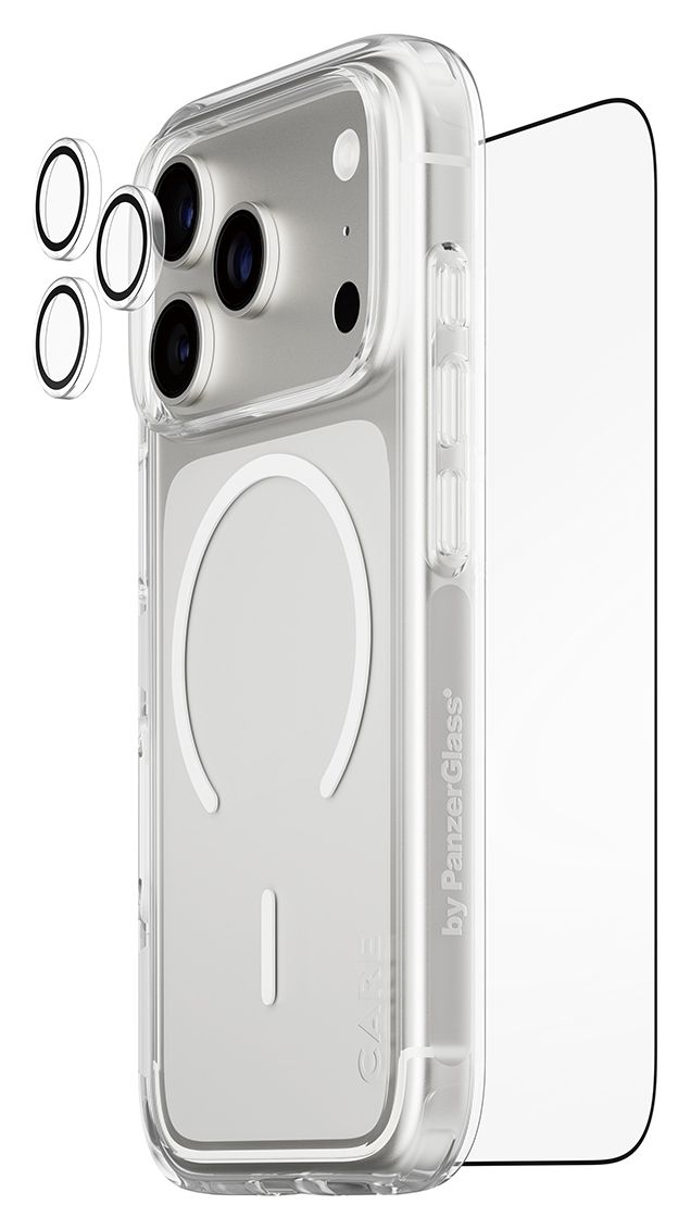 74977 3-in-1 Explorer Set Cover Klare Bildschirmschutzfolie Gehärtetes Glas, Polyethylenterephthalat, Silikon für  Apple Apple - iPhone 17 Pro Kratzresistent, Schockresistent 