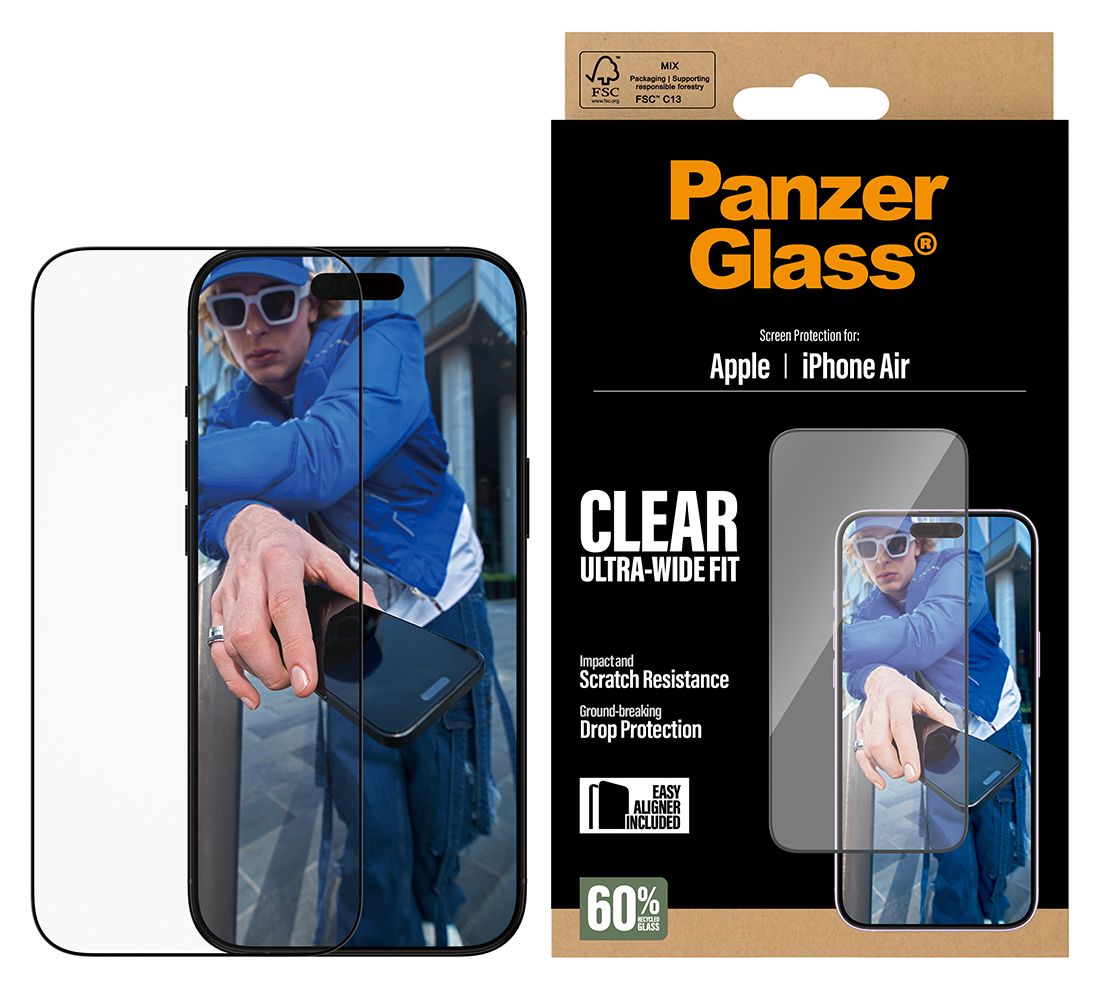 76830 Screen Protector Klare Bildschirmschutzfolie Gehärtetes Glas, Polyethylenterephthalat, Silikon für  Apple iPhone Air Kratzresistent, Schockresistent 