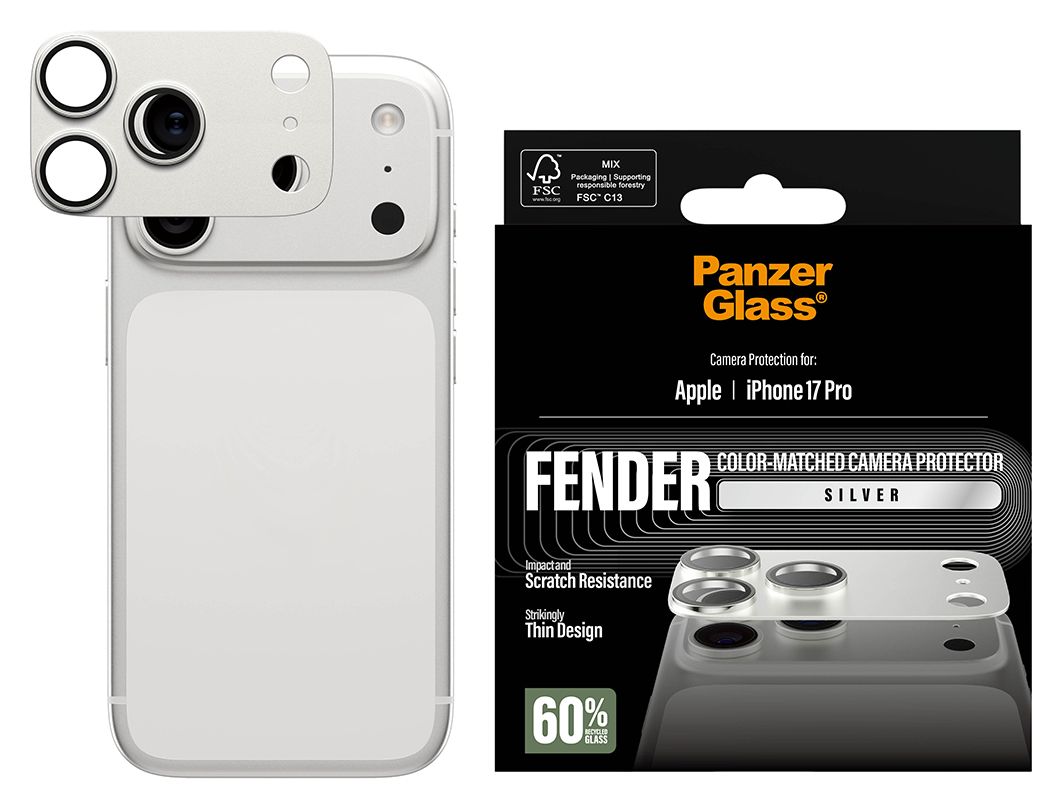 Fender Kameraschutz (Silver) Klare Bildschirmschutzfolie Silikon für Apple iPhone 17 Pro 