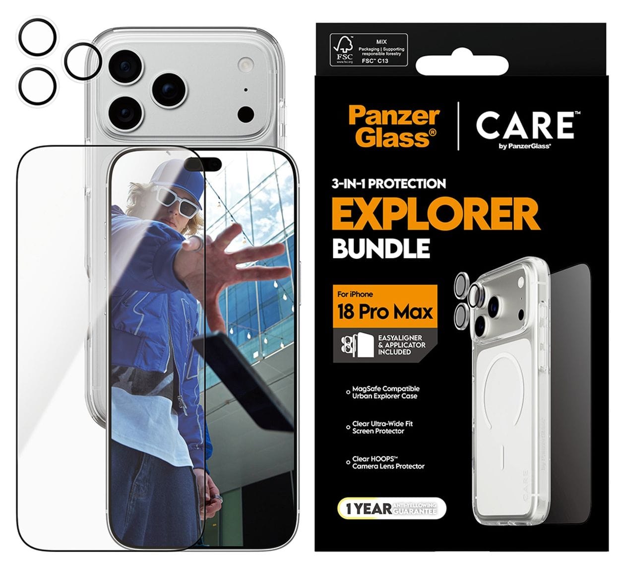 Flagship 3-in-1 Set Rückseiten-/Bildschirmschutz Glas für Apple iPhone 18 Pro Max 