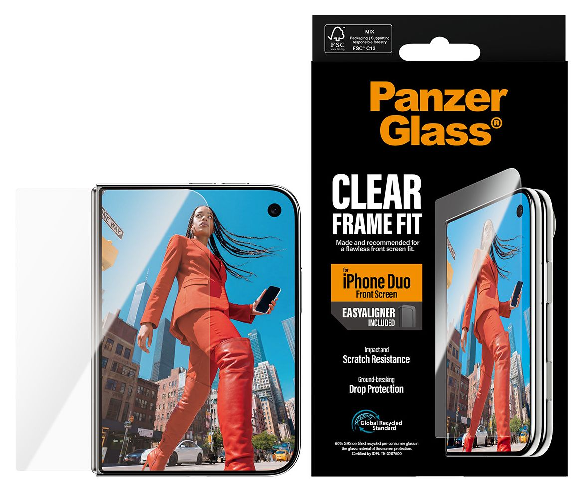 PanzerGlass® Außendisplay Displayschutz iPhone Duo | RahmenFit m. EasyAligner 