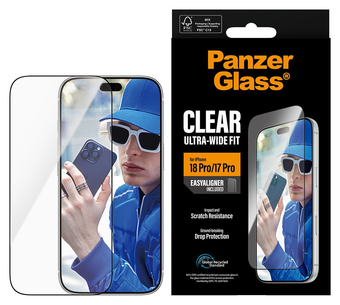 PanzerGlass® Displayschutz iPhone 18 Pro | 17 Pro | Ultra-Wide Fit m. EasyAligner 