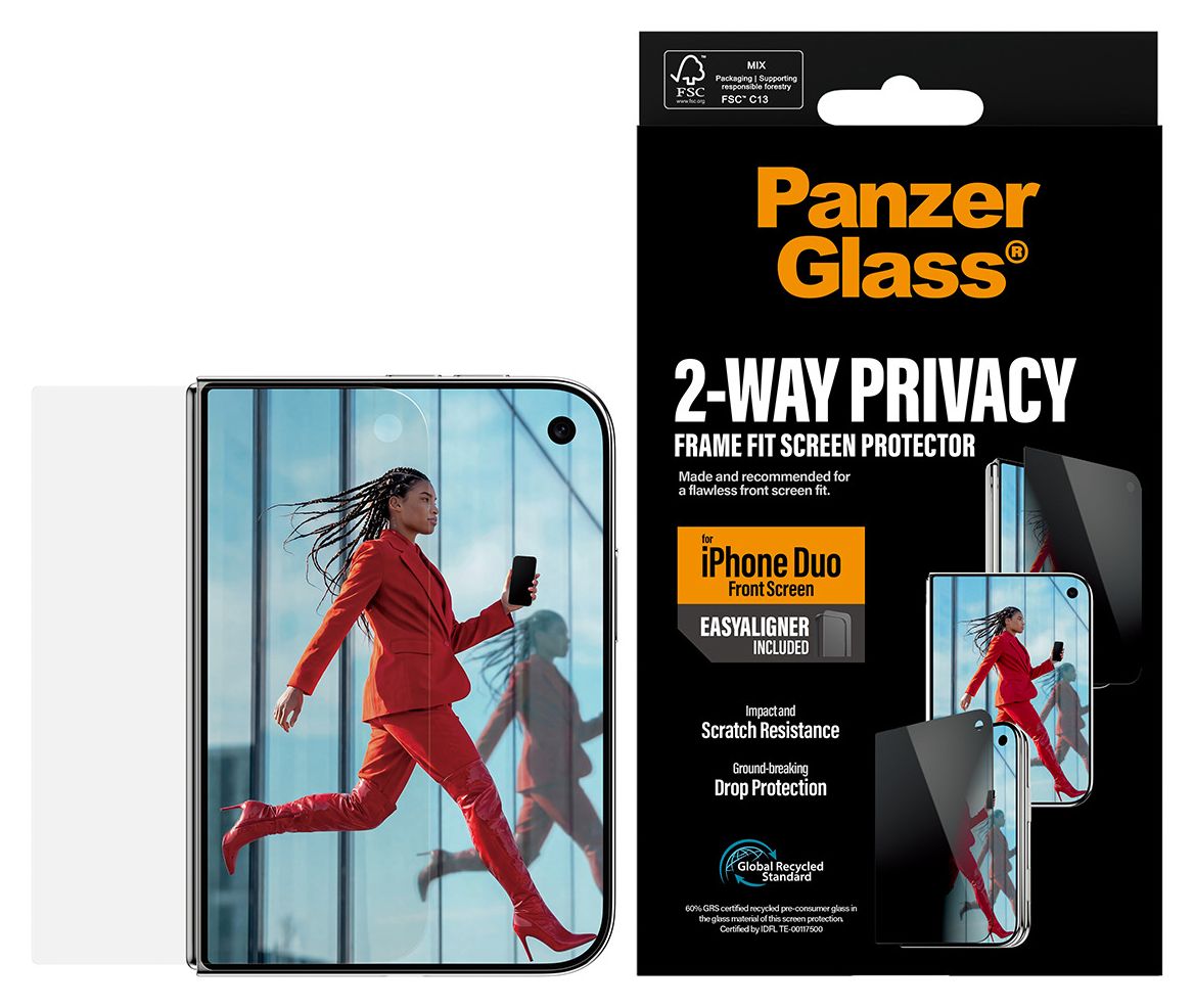 PanzerGlass® Privacy Außendisplay Displayschutz iPhone Duo | RahmenFit m. EasyAligner 