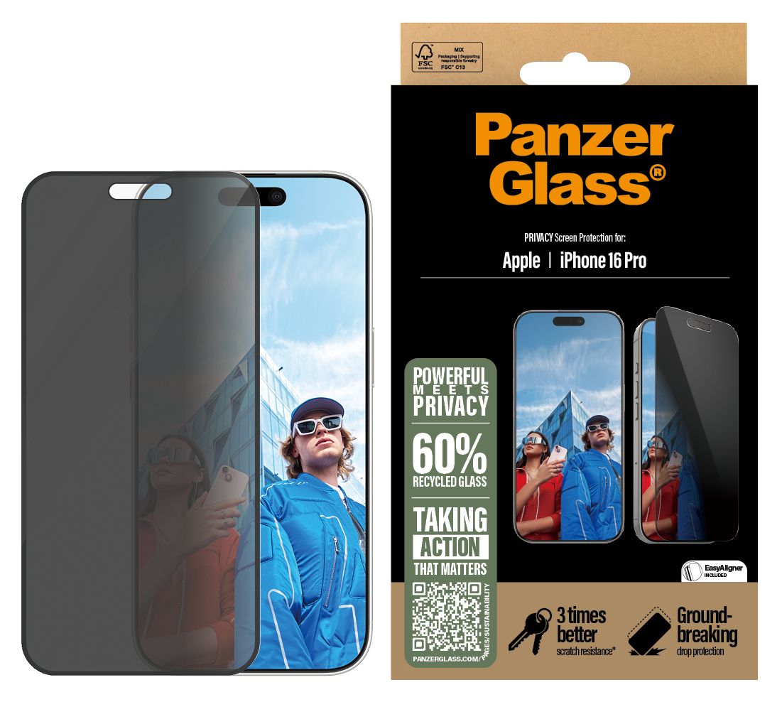 Privacy Displayschutz Klare Bildschirmschutzfolie Gehärtetes Glas, Polyethylenterephthalat, Silikon für  Apple Apple - iPhone 16 Pro Kratzresistent, Schockresistent 