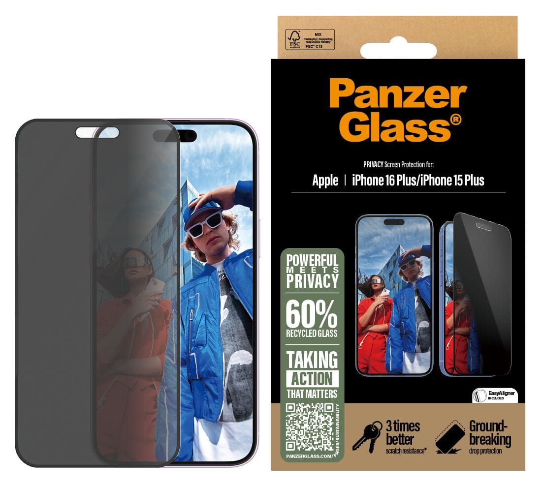 Privacy Displayschutz Klare Bildschirmschutzfolie Gehärtetes Glas, Polyethylenterephthalat, Silikon für  Apple Apple - iPhone 16 Plus, Apple - iPhone 15 Plus Kratzresistent, Schockresistent 
