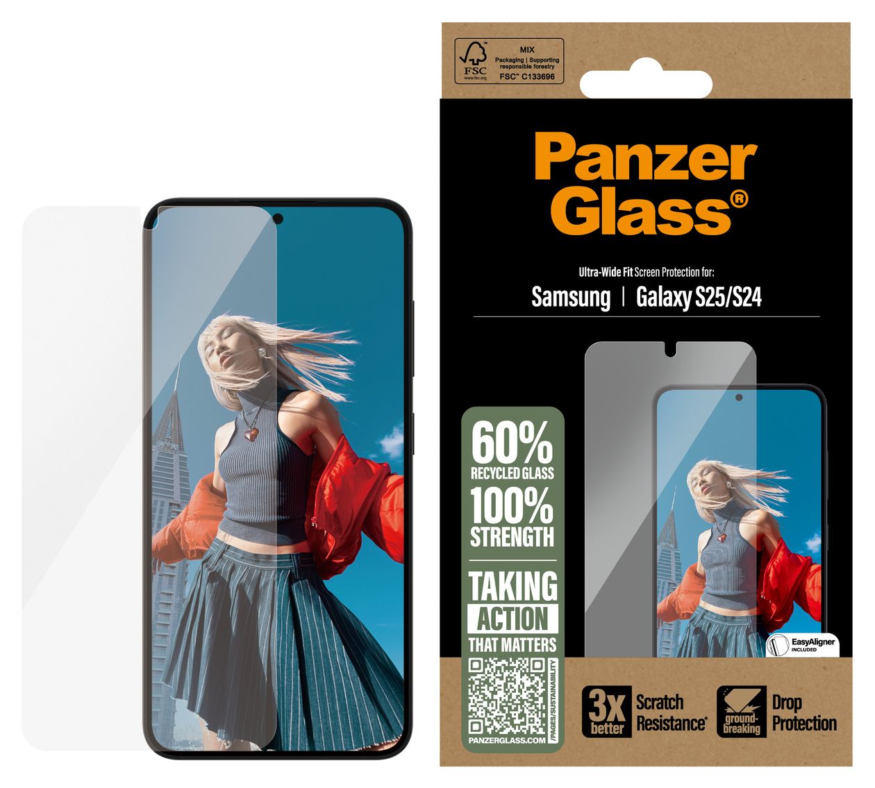 Screen Protector Klare Bildschirmschutzfolie gehärtetes Glas für Samsung Galaxy S25, Galaxy S24 