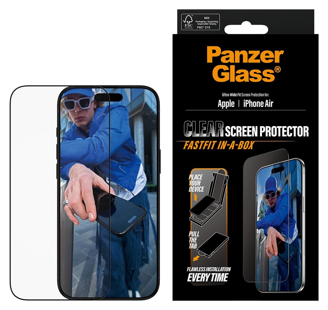 Screen Protector Ultra-Wide Fit mit Fastfit in-a-box Klare Bildschirmschutzfolie gehärtetes Glas für Apple iPhone Air 