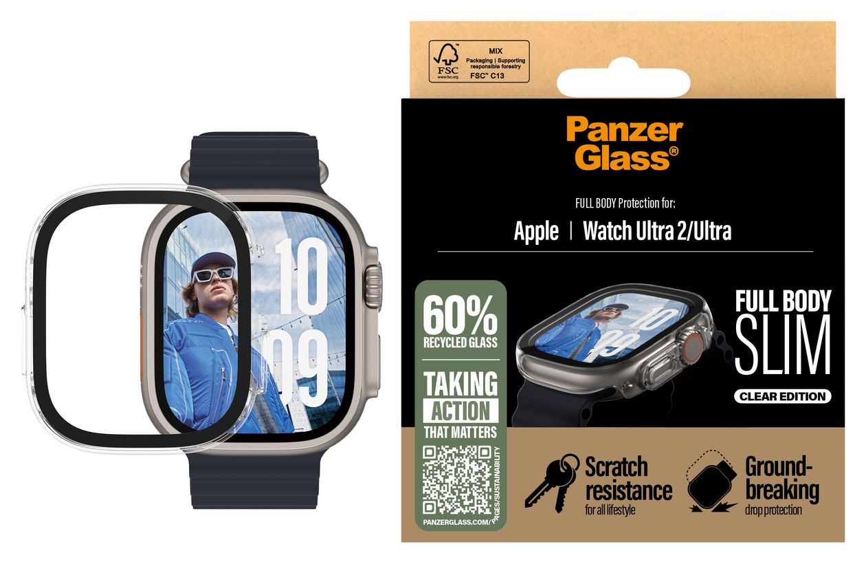 Snappie Full Body Slim Klare Bildschirmschutzfolie gehärtetes Glas für Apple Watch Ultra 49mm, Watch Ultra 2 49mm, Watch Ultra 3 49mm 