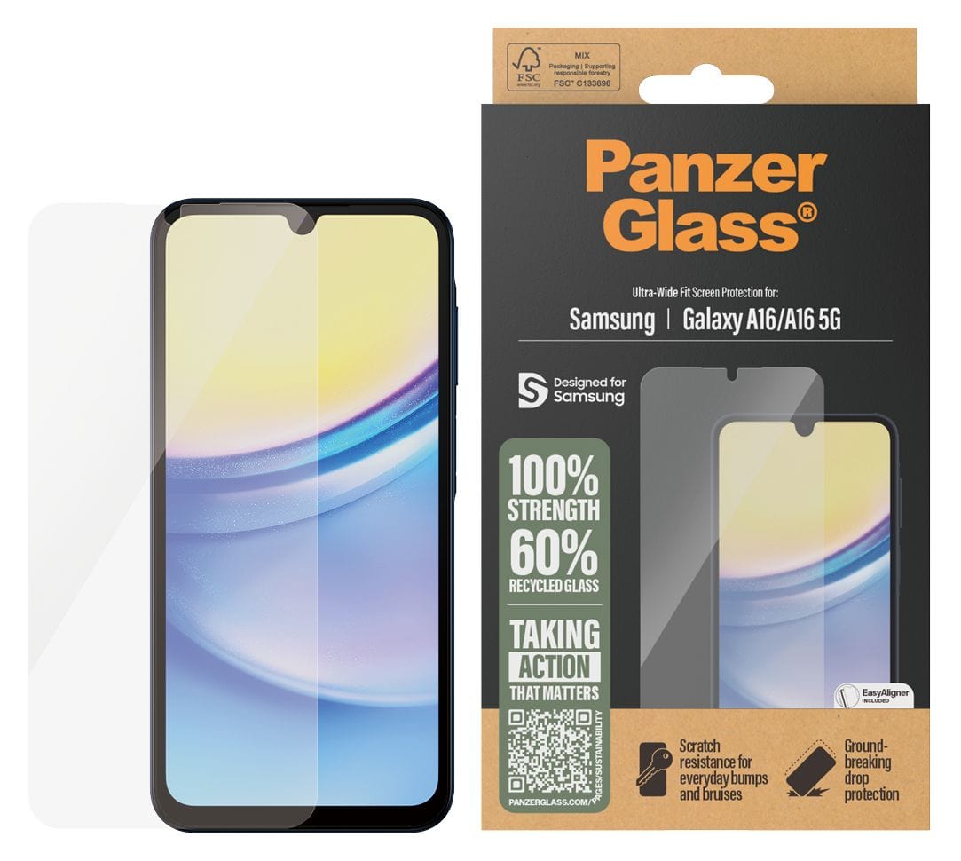 Ultra Wide Fit Klare Bildschirmschutzfolie gehärtetes Glas für Samsung Galaxy A16 