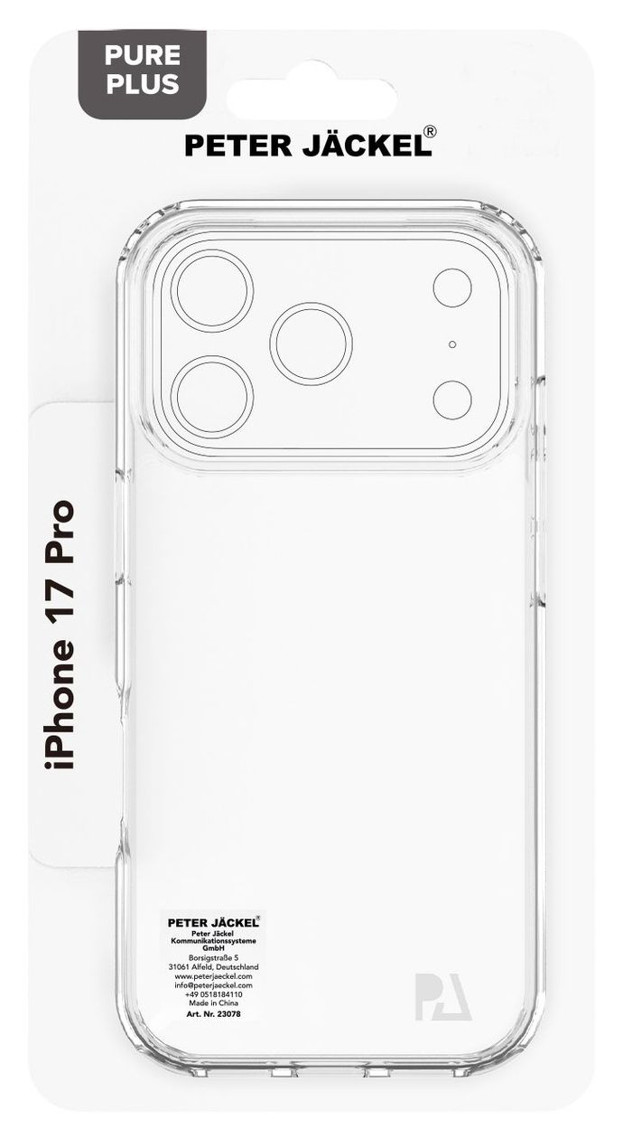 23078 Back Cover Pure Plus Cover für Apple iPhone 17 Pro  (Transparent) 