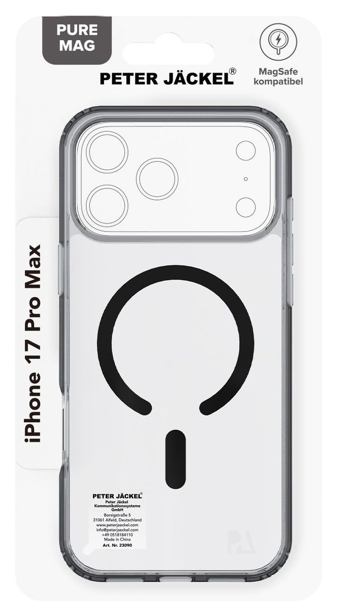 23090 Back Cover Pure Mag Cover für Apple iPhone 17 Pro Max (Schwarz, Transparent) 
