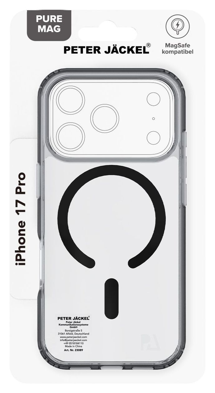 Back Cover Pure Mag Cover für Apple iPhone 17 Pro  (Schwarz/Transparent) 