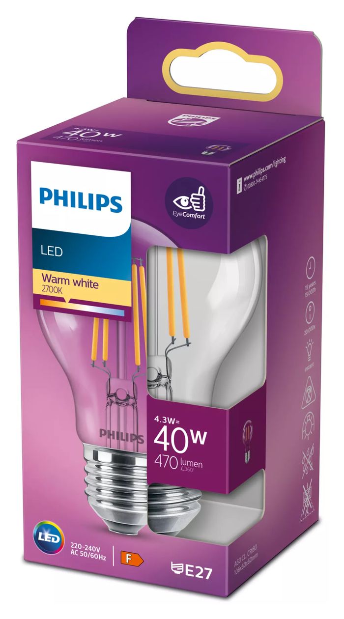 8718699761998 LED Lampe Lüsterkolben E27 EEK: F 470 lm Warmweiß (2700K) entspricht 40 W 