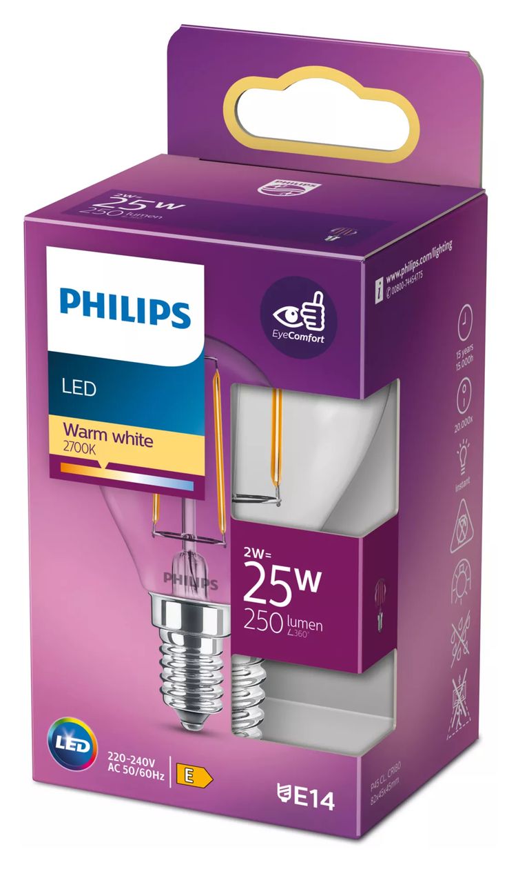 8718699777555 LED Lampe Lüsterkolben E14 EEK: E 250 lm Warmweiß (2700K) entspricht 25 W 