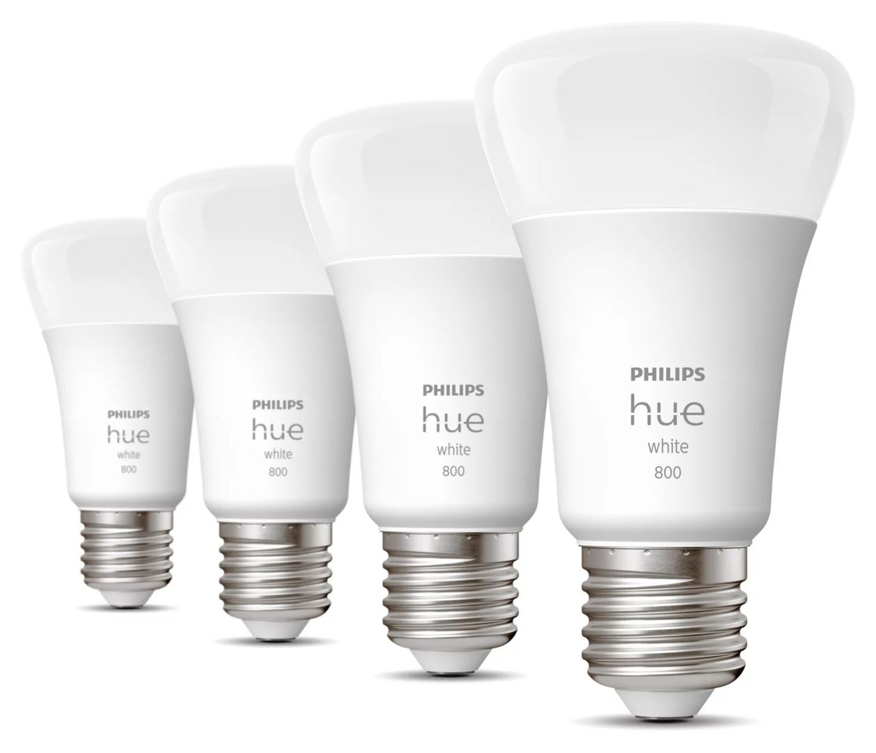 Hue White E27 A60 Viererpack LED Intelligentes Leuchtmittel Weiches Weiß 