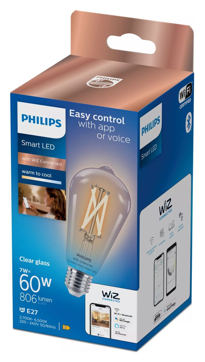 Smart LED klar 7 W (entspr. 60 W) ST64 E27 LED Intelligentes Leuchtmittel 143 mm Weiß 