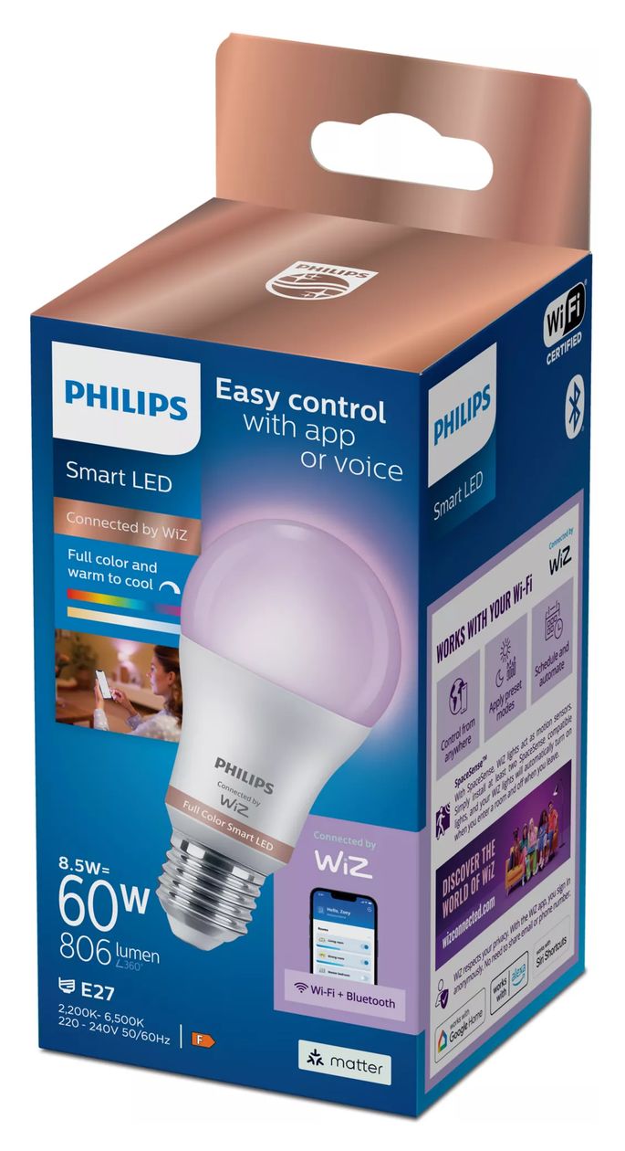 Smarte LED-RGB-Lampe A60, E27-Sockel, 806 lm 
