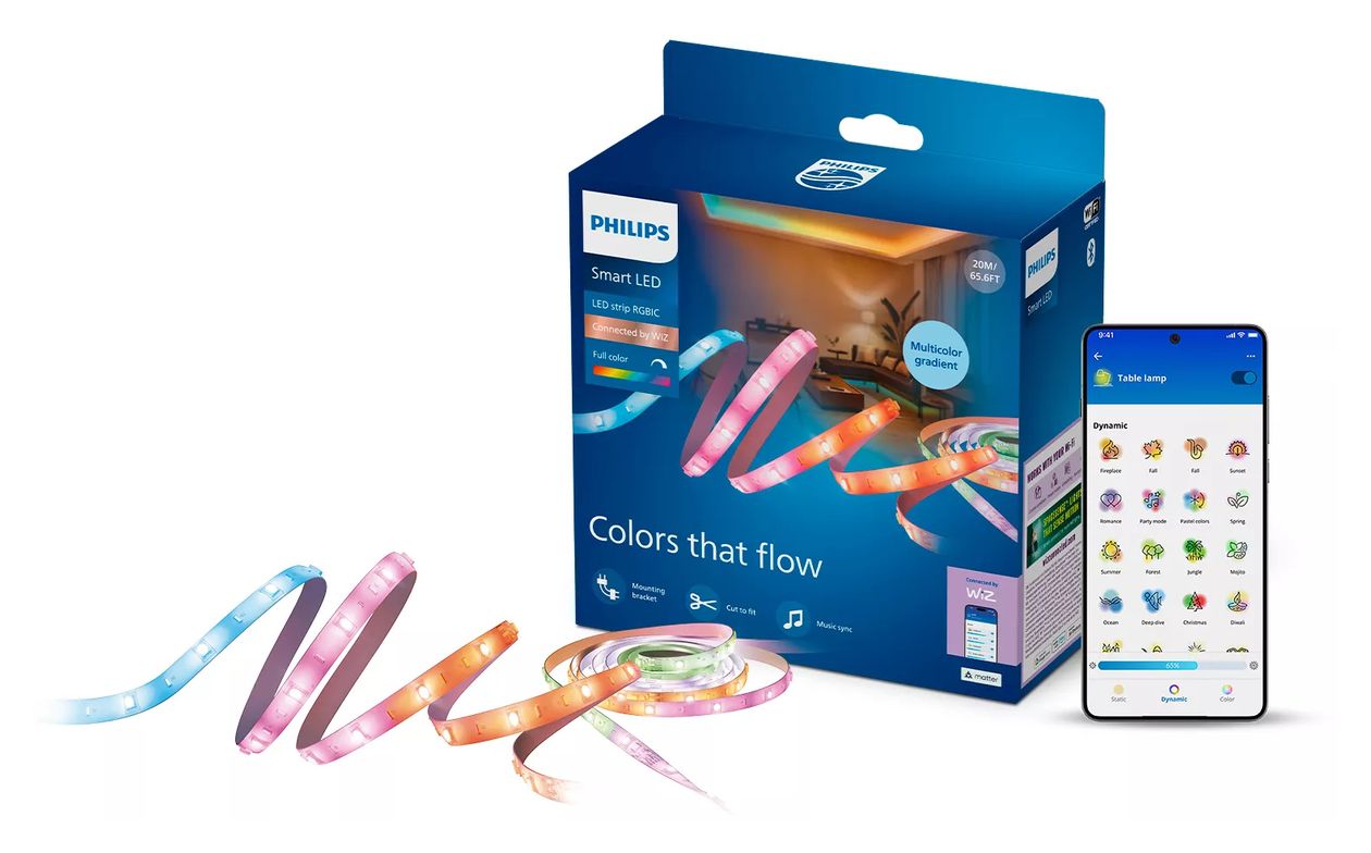Smarter RGBIC-LED-Lightstrip, 20 m, Typ C, Connected by WiZ 