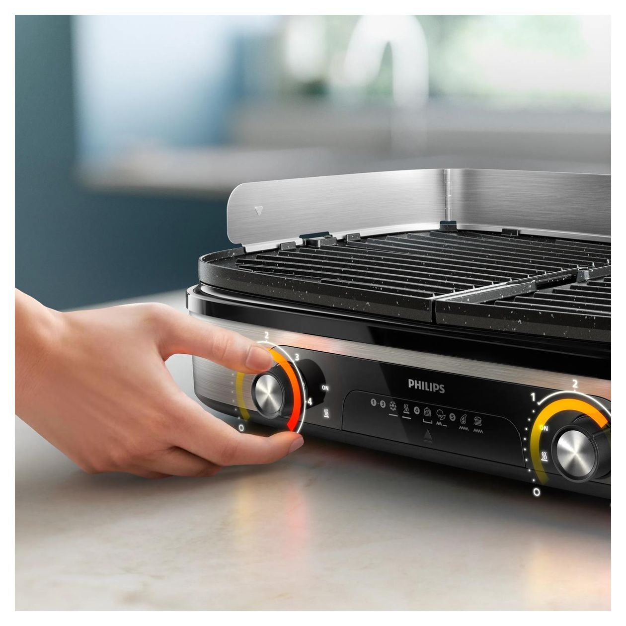 HD6222/90 Tischgrill 2 Zone(n) 2400 W  (Schwarz, Edelstahl) 