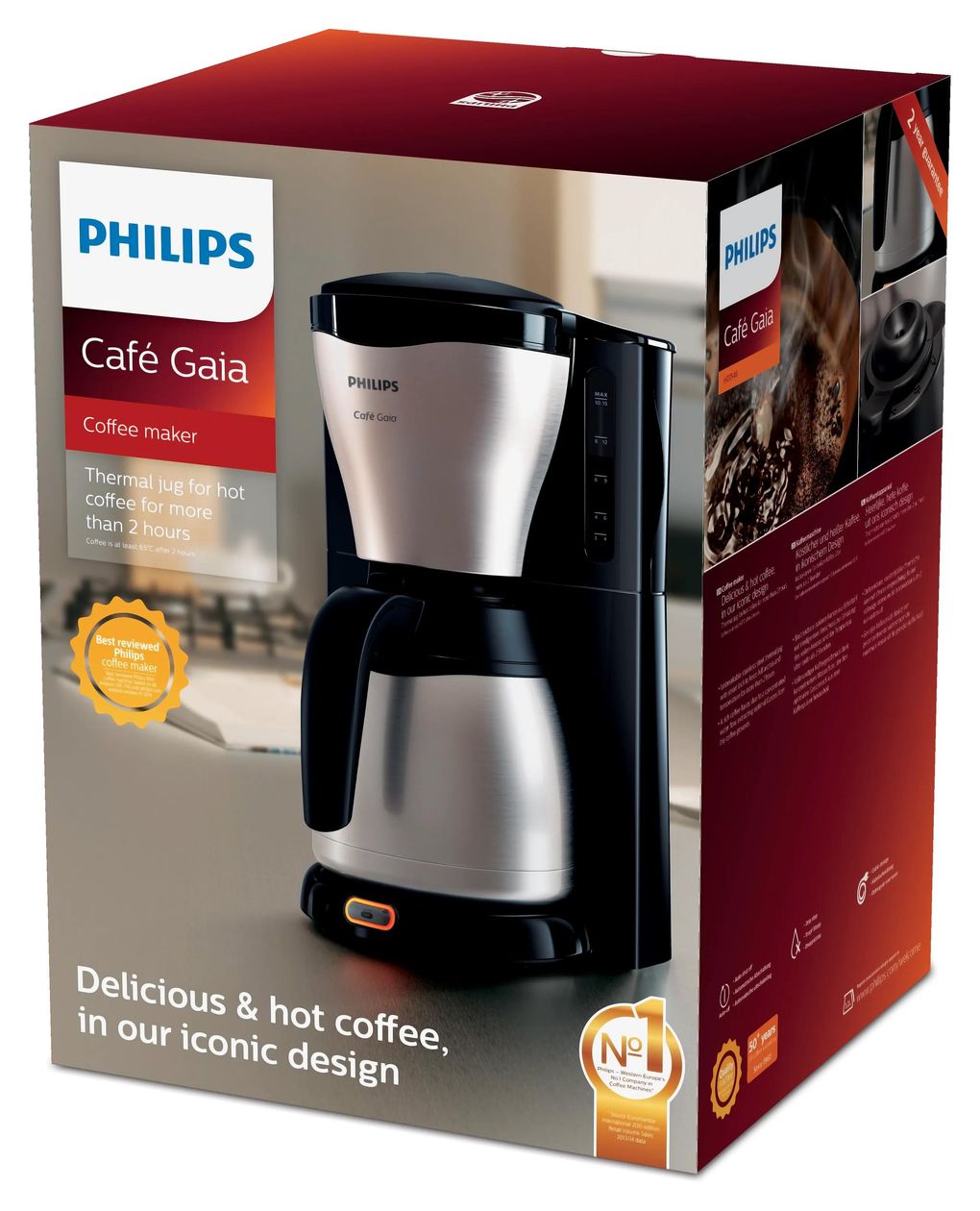 HD7548/20 15 Tassen Thermo Filterkaffeemaschine 1,32 l  (Schwarz, Metallisch) 