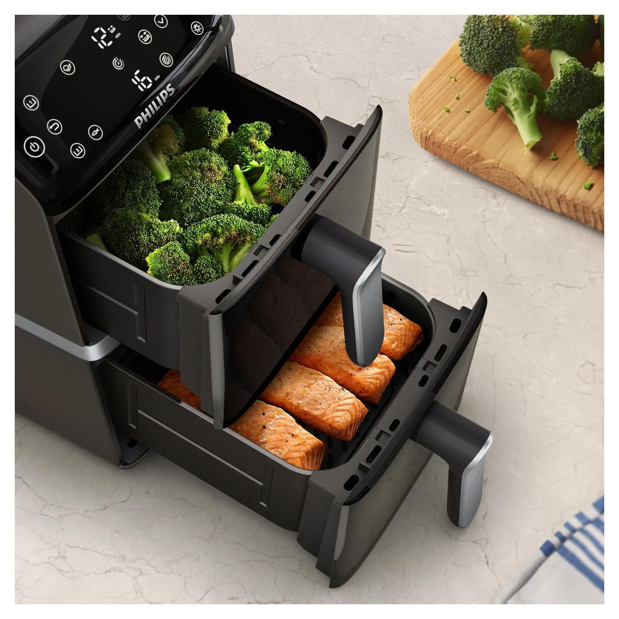 Series 4000 NA461/00 Doppel Heißluftfritteuse 10 l 2750 W  (Schwarz, Silber) 