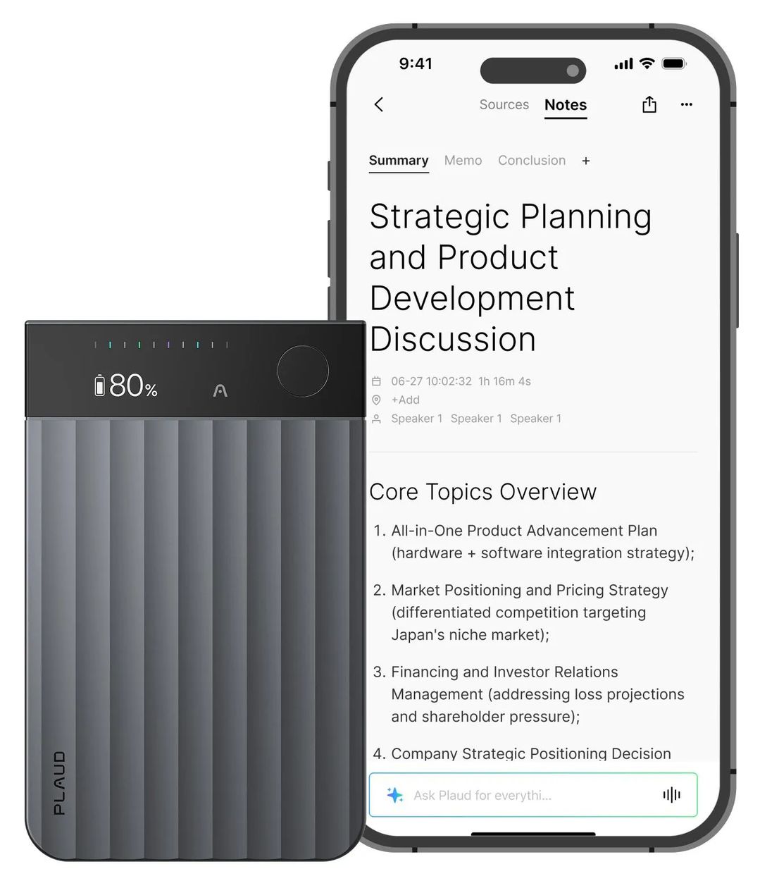 Note Pro Diktiergerät 64 GB  (Schwarz) 