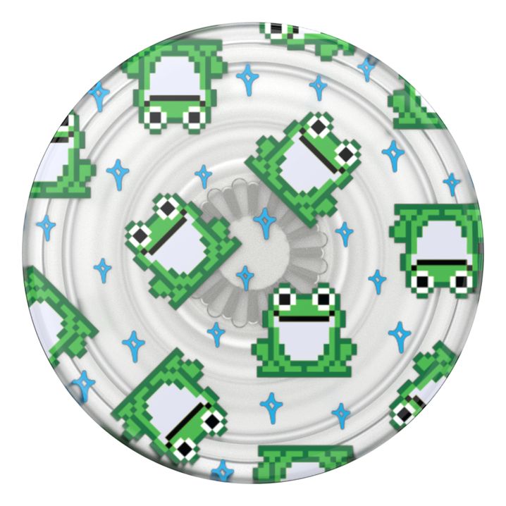 PopGrip Premium Plant 8 Bit Frogs Fingerring für Jede Marke (Grün, Durchscheinend, Weiß) 