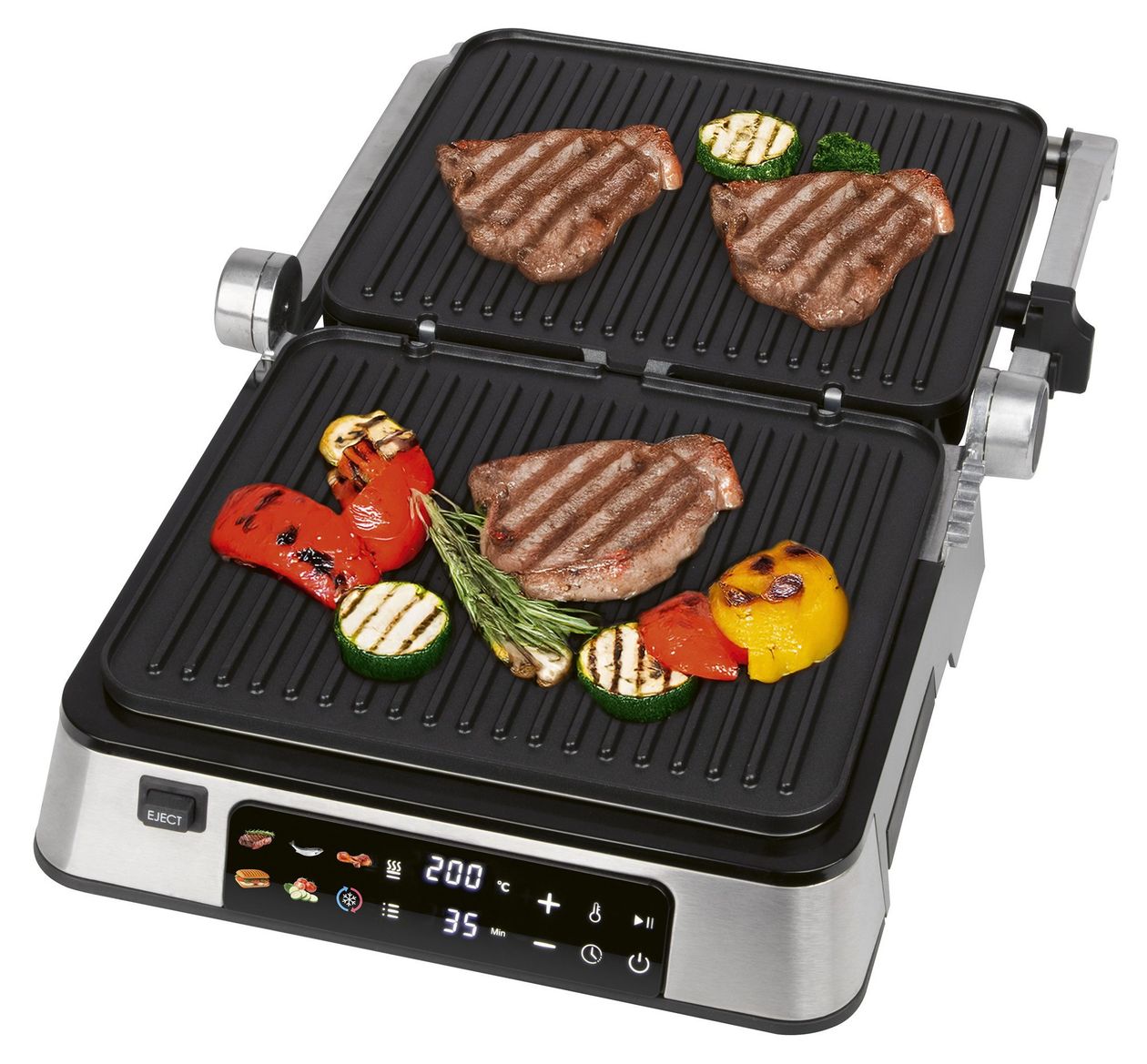 PC-KG1346 Kontaktgrill 2 Zone(n) 2000 W mit 290 x 260 mm Fläche  (Edelstahl, Schwarz) 