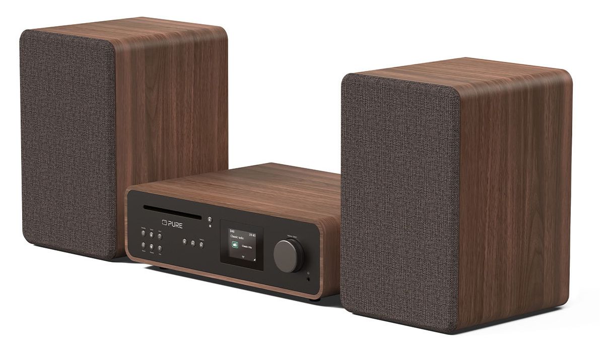 Classic Stereo Heim-Audio-Mikrosystem DAB, DAB+, FM 50 W Bluetooth  (Schwarz, Walnuss) 