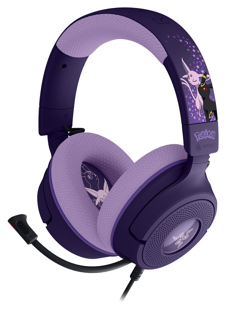 Kraken V4X Espeon & Umbreon Edition Ohraufliegender Kopfhörer kabelgebunden USB Type-C / USB Type-A  (Violett, Schwarz) 