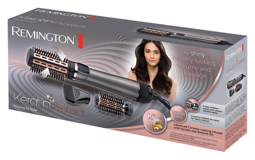 AS8810 Keratin Protect Warmluftbürste 1000 W (Silber, Schwarz, Gold) 
