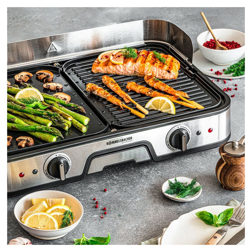 BBQ2025 Tischgrill 2 Zone(n) 2000 W mit 225 x 285 mm Fläche  (Schwarz, Edelstahl) 