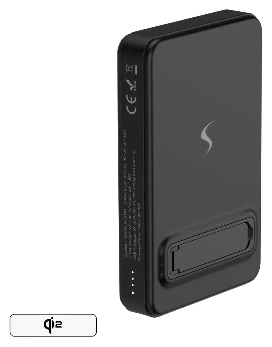 MagPower Max 10000 mAh Powerbank USB Typ-C Kabelloses Laden  (Schwarz) 