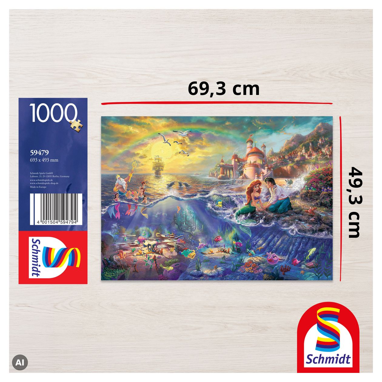 59479 Disney Thomas Kinkade Arielle Puzzle, 1.000 Teile 