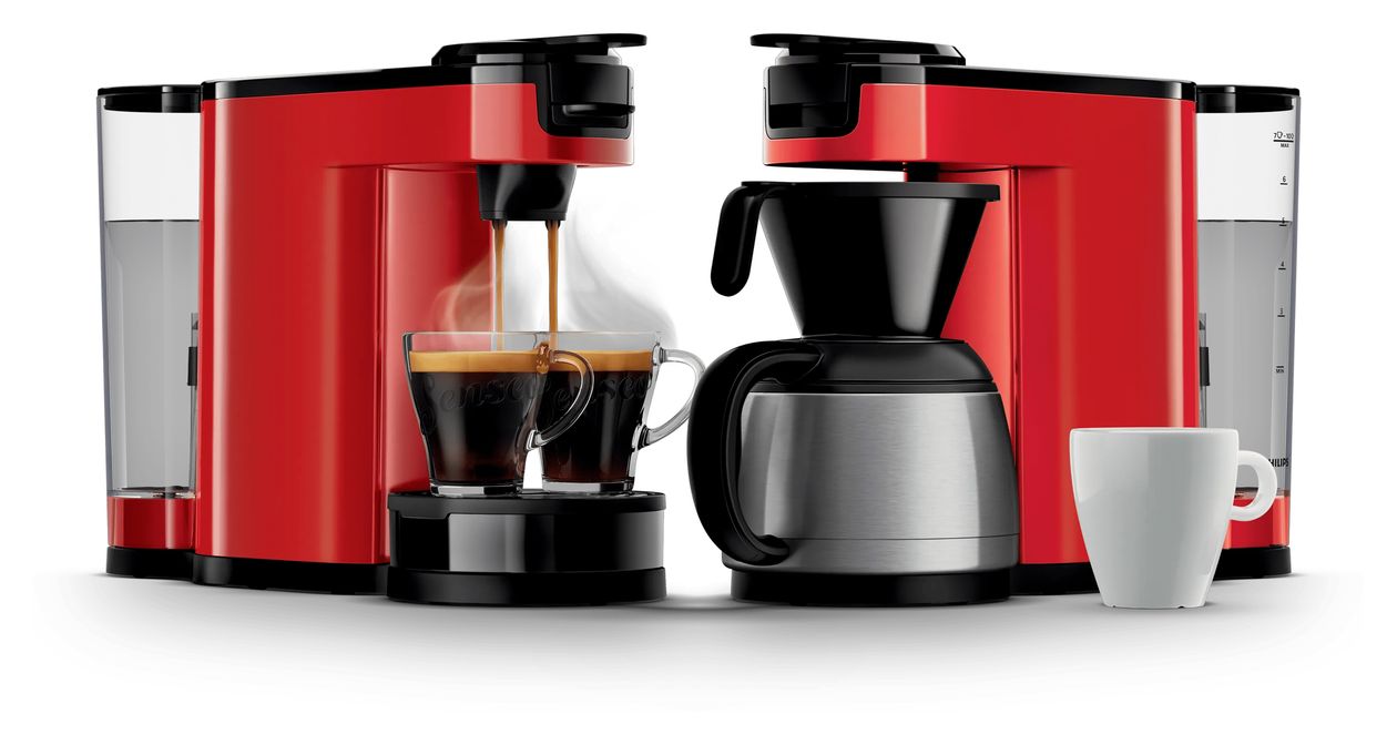 HD6592/84 Senseo Switch Kaffeepad, Gemahlener Kaffee Maschine  (Schwarz, Rot) 