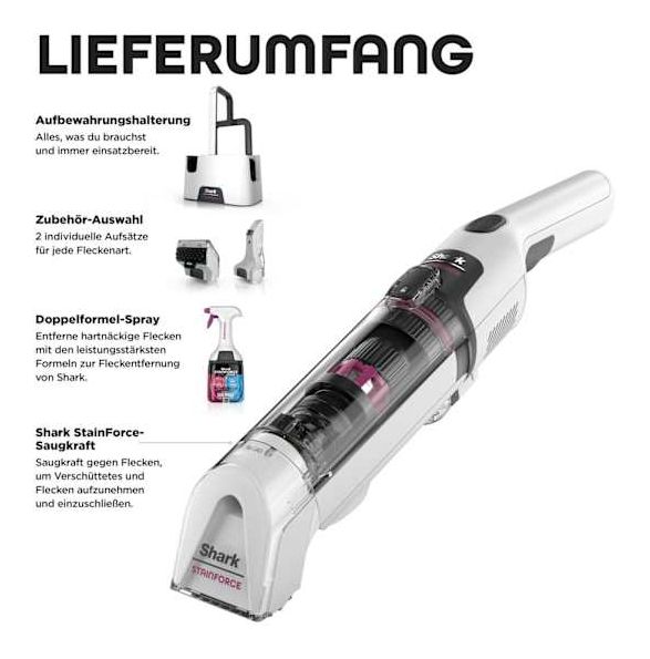 HX100EUT StainForce Handstaubsauger Beutellos (Schwarz, Pink, Weiß) 