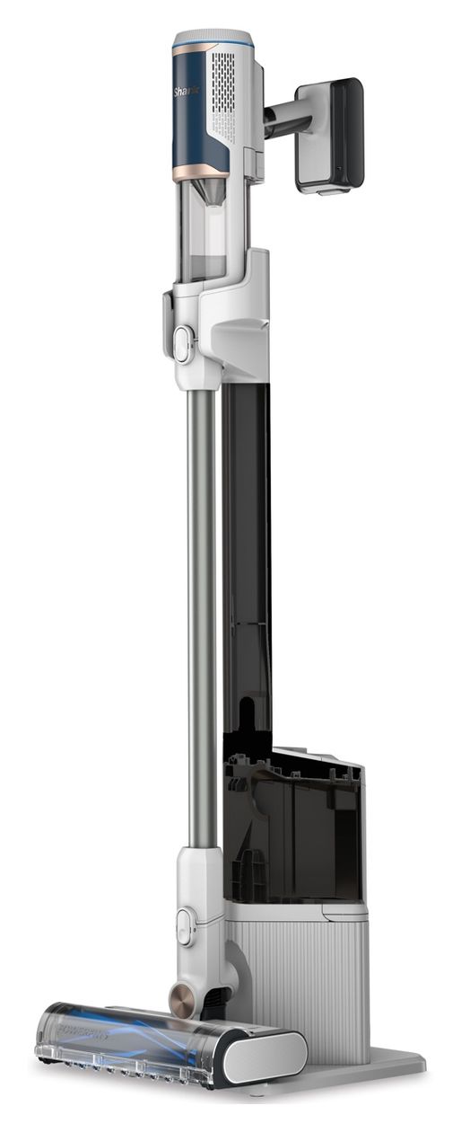 SHARK BU3521EU Clean Clean & Self-Empty Handstaubsauger Beutellos bis 40 min Laufzeit  (Blau, Weiß) 