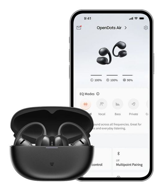 OpenDots Air In-Ear Bluetooth Kopfhörer kabellos 9 h Laufzeit IP55  (Schwarz) 