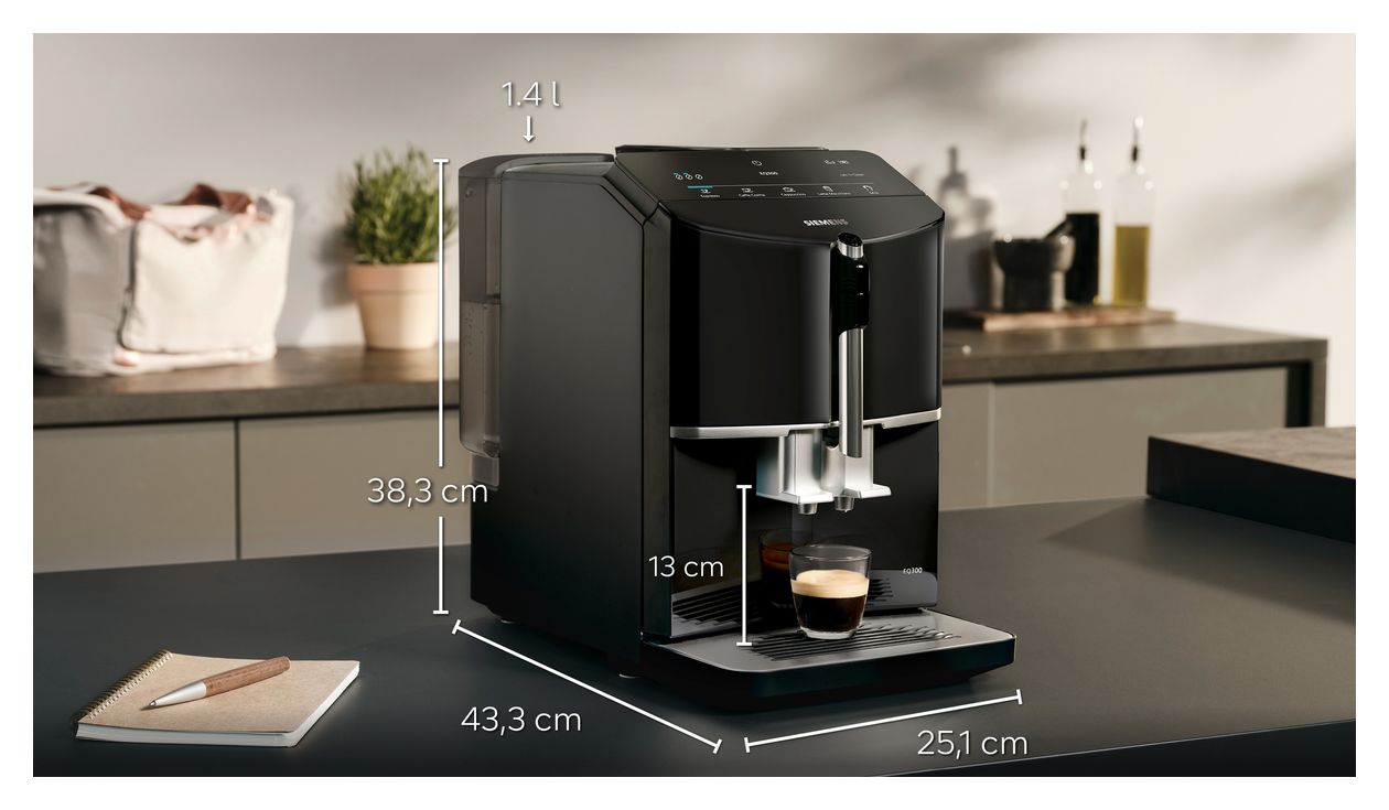 EQ300 TF301E19 Kaffeevollautomat 15 bar 1,4 l 250 g  (Schwarz) 