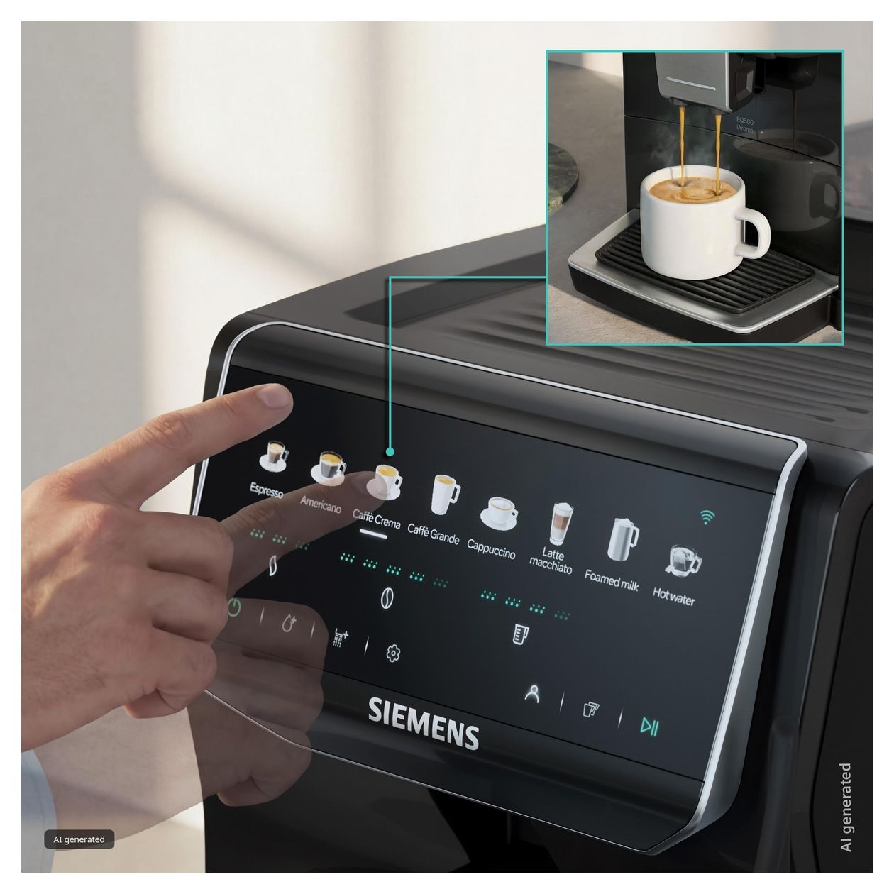 EQ500 TP553E07 iAroma Kaffeevollautomat 15 bar 1,8 l 300 g AutoClean  (Schwarz) 