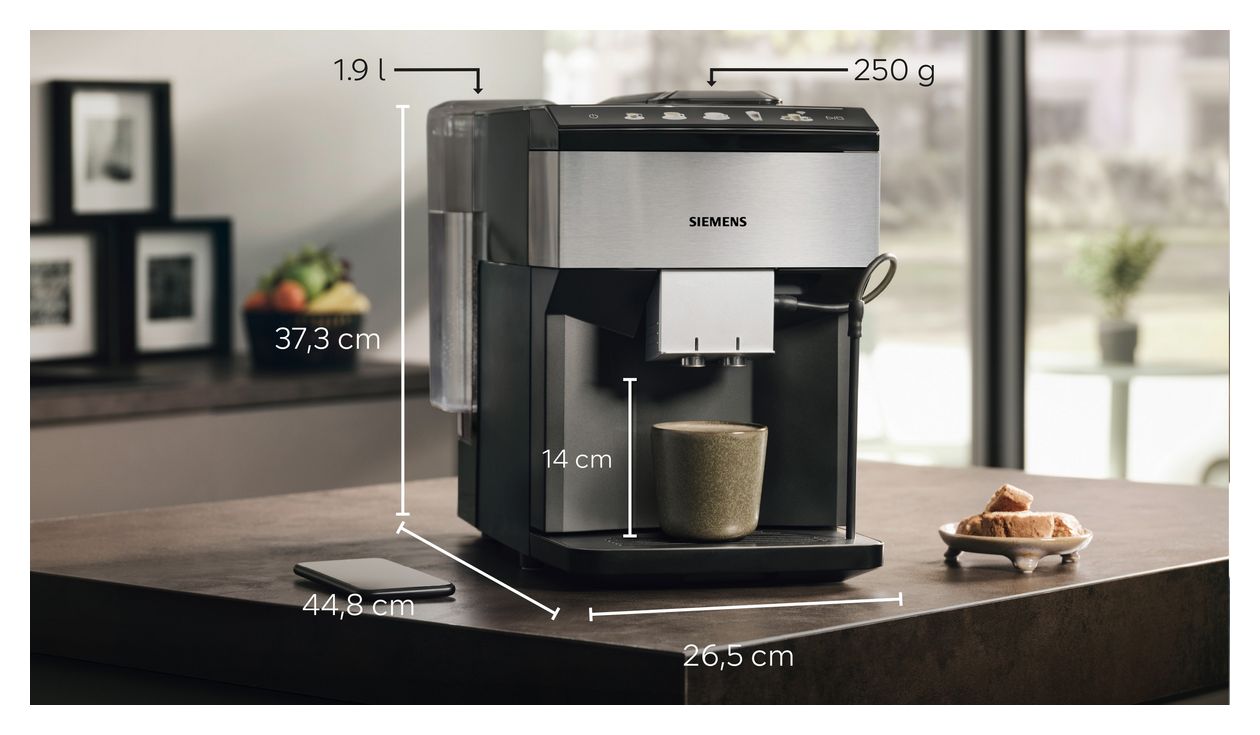EQ500 TP516DX3 Kaffeevollautomat 15 bar 1,9 l  (Schwarz, Edelstahl) 