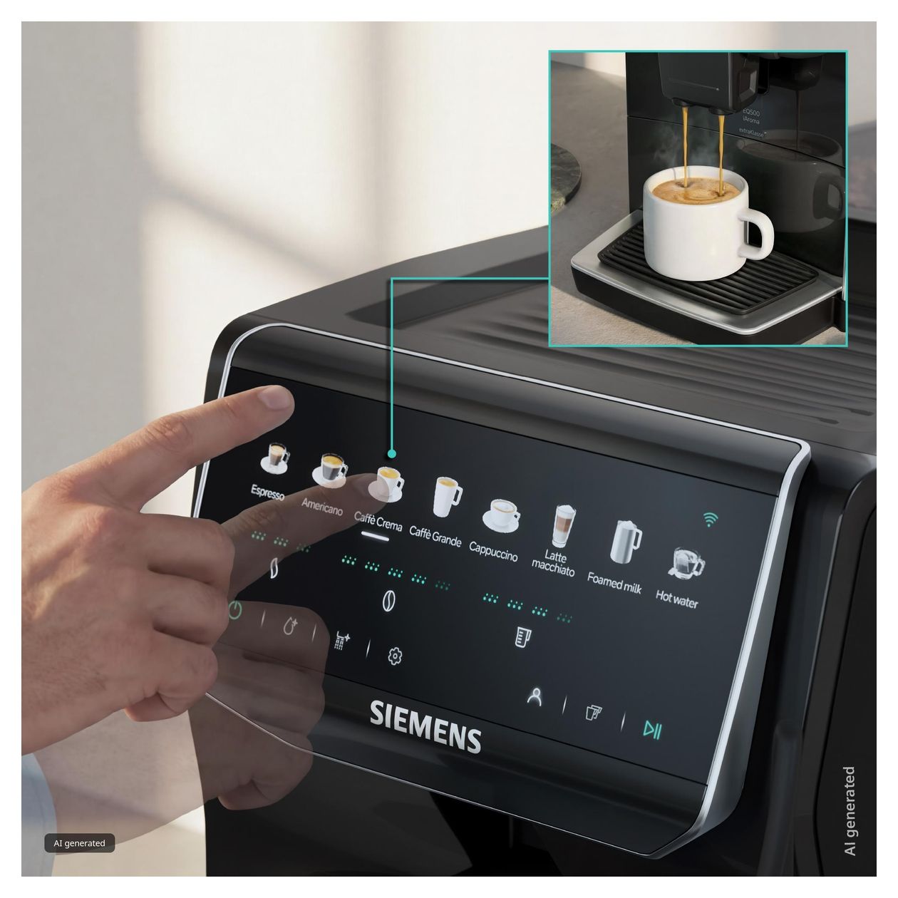 EQ500 TP555EF5 iAroma Kaffeevollautomat 15 bar 1,8 l 300 g AutoClean  (Schwarz) 