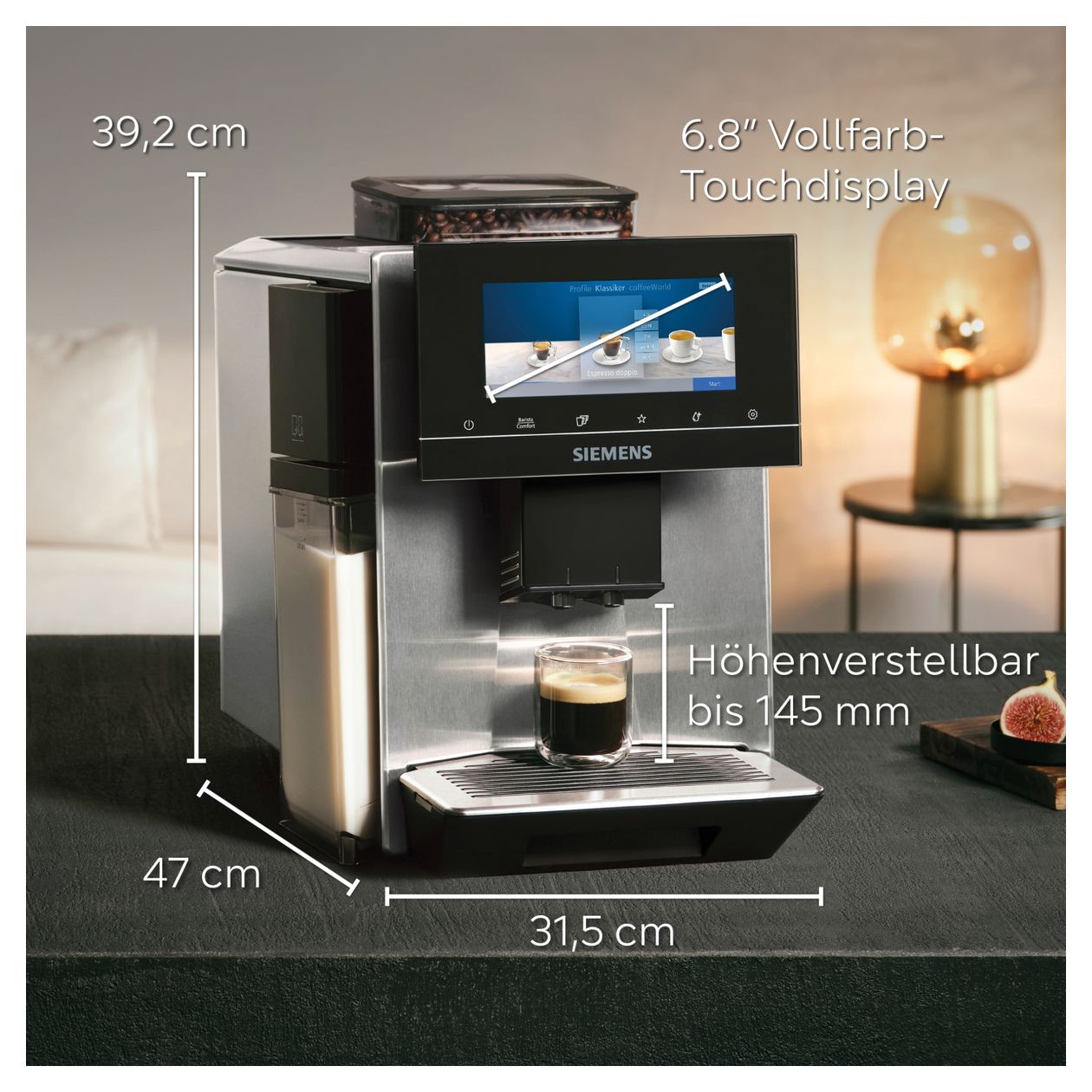 EQ900 TQ903DZ3 plus Kaffeevollautomat 19 bar 2,3 l 410 g  (Schwarz, Edelstahl) 