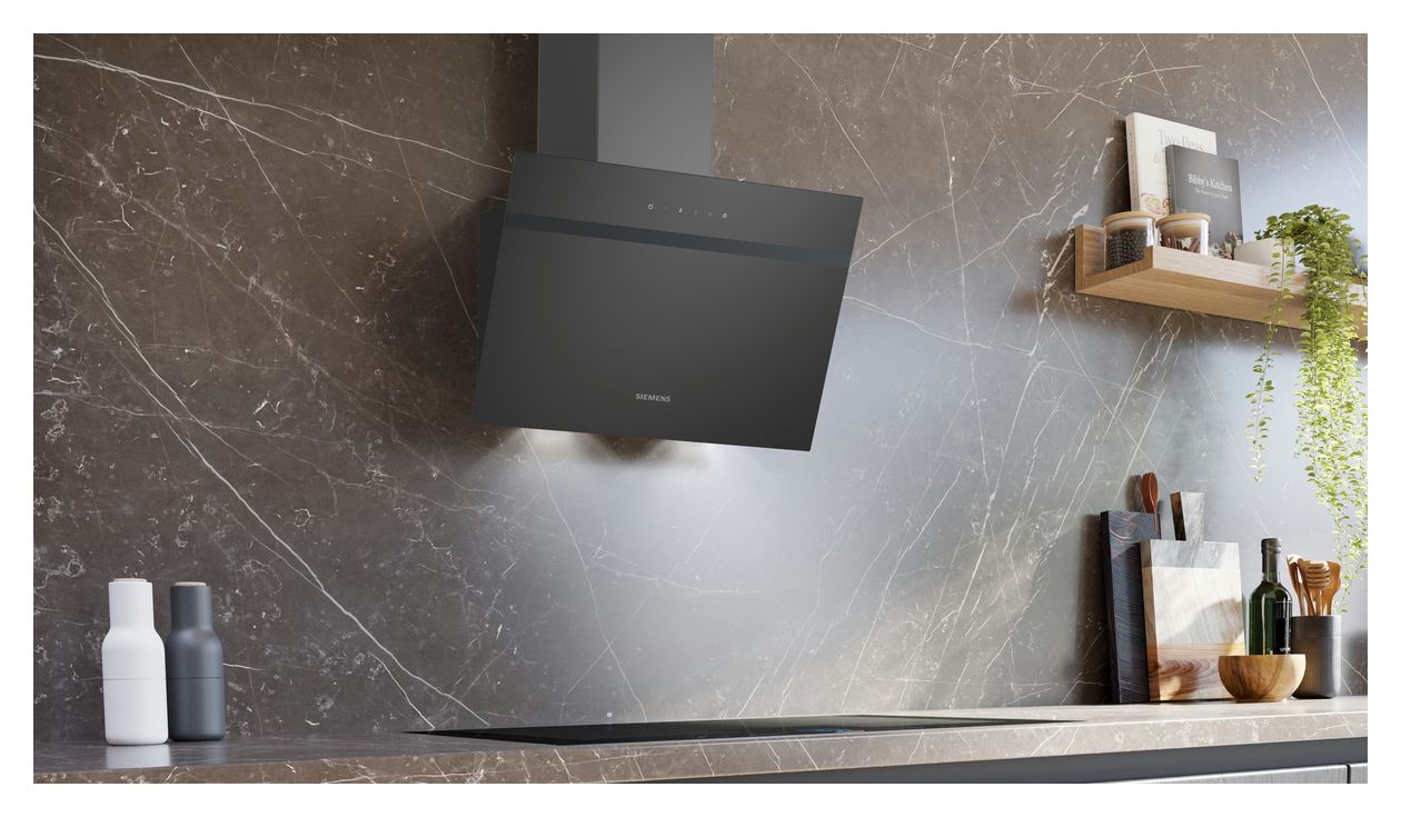 IQ100 LC65KDK60 Abluft/Umluft Dunstabzugshaube/Esse Wand 60 cm (Schwarz) 