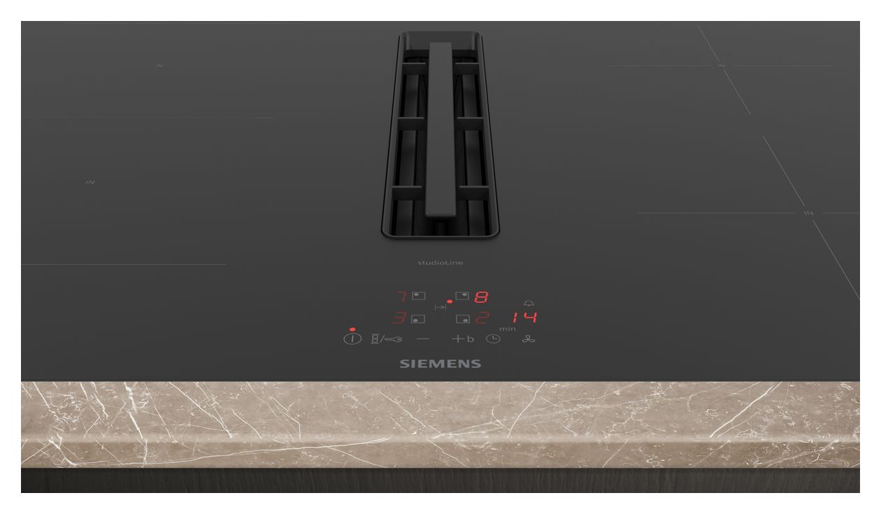 iQ300 ED807BS16E autarkes 80 cm Induktionskochfeld 4 Kochzonen mit integriertem Dunstabzug 