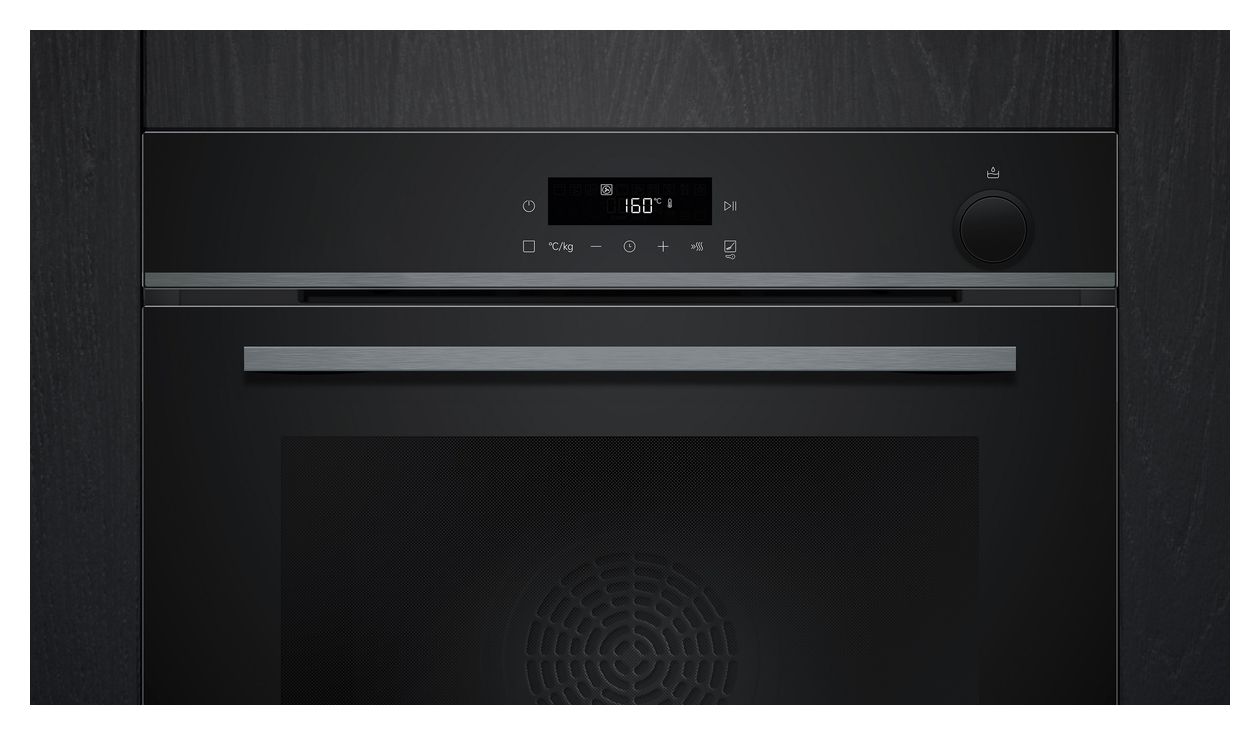 iQ300 HR472G0B3 Einbaubackofen groß Dampfgaren AutoClean (Edelstahl, Schwarz) 