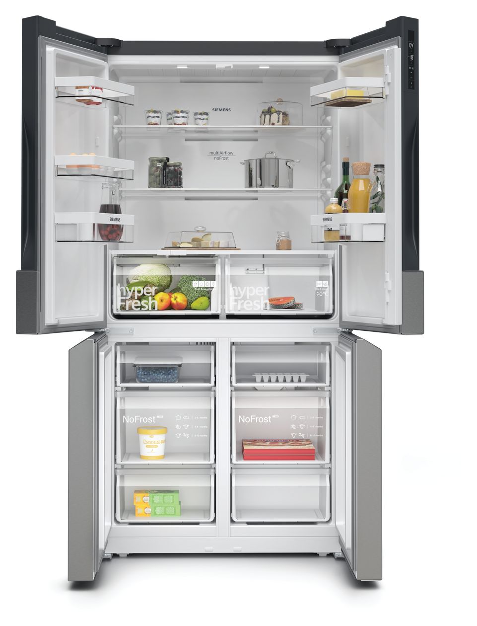 iQ300 KF96NVPEA Side-by-Side Kühl-/ Gefrierkombination French Door 405 l / 200 l 333 kWh NoFrost 1830 mm x 910 mm  (Silber) 