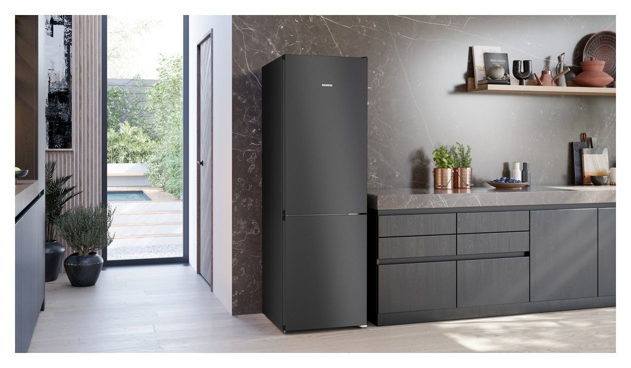 iQ300 KG36NVXBG 218 l / 103 l Kühl-Gefrierkombi freistehend NoFrost 127 kWh Jahr (Gebürsteter Stahl, Schwarz) 