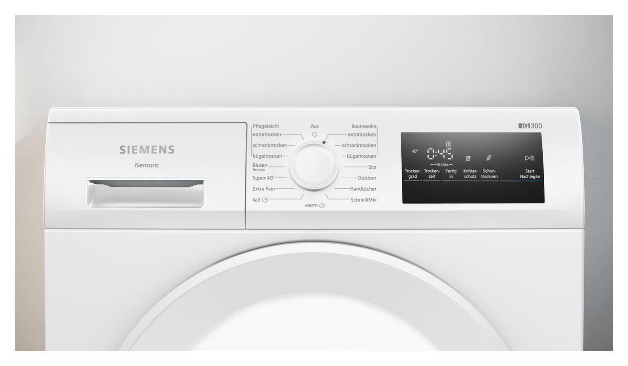 iQ300 WT43HV04 Kondensations Trockner Frontlader 